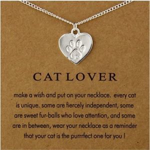 Cat Lover Paw Print Pendant Necklace